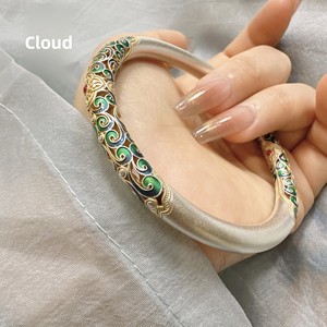 Enamel Scrolling Vine Pattern S999 Gold-inlaid <b>Copper</b> <b>Bracelet</b> Womens Chinese-style Ethnic Closed Bangle Shanwei Y72 Y72 Enamel - Product Image 4