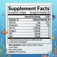Capsules de Gel Doux d'Huile de Poisson Oméga 3 Personnalisées en Usine GMP, Complément DHA pour la Santé Oculaire et le Soutien Immunitaire pour Adultes, 60 Unités (Lot de 2)