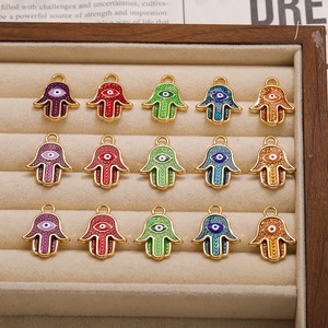 Colgante de Acero Inoxidable con Oro de 18K, Esmalte Colorido, <span class=keywords><strong>Mano</strong></span> de <span class=keywords><strong>Hamsa</strong></span>, <span class=keywords><strong>Mano</strong></span> de Fátima, Amuleto de Protección contra el Mal de Ojo, Talismán de Buena Suerte, Joyería - Product Image 1