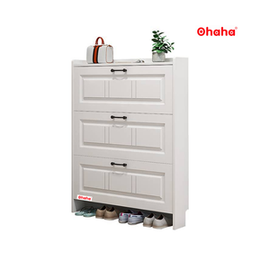 ตู้เก็บรองเท้าสไตล์นีโอคลาสสิก ดีไซน์หรูหราพร้อมลวดลายแกะสลัก รูปทรงสวยงามพร้อมชั้นวางของแบบซ่อน - Product Image 1