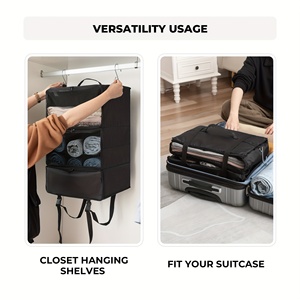 3-Shelf Travel Carry on Foldable Large Capacity Suitcase <b>Bags</b> Portable Collapsible Hanging Shelves Packing Cubes for Home - Product Image 6