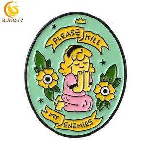 Custom diy enamel cartoon black soft enamel pins badge packaging book medical pin with backing card