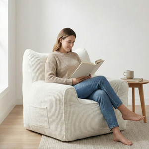 Modern Square One Seat <b>Convertible</b> Reclining <b>Sofa</b> Chair with Shredded Foam Bean Bag Design Floor <b>Sofa</b> <b>Bed</b> - Product Image 1