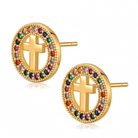 Boucles d'oreilles tendance en alliage de cuivre plaqué or 18 carats avec zircon multi-styles, délicates pour le quotidien, cadeau pour femme, bijoux de piercing faits main