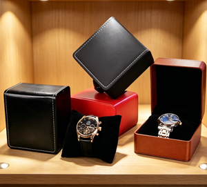 Multi-Color PU <b>Leather</b> <b>Watch</b> Boxes, Square Single Wristwatch Storage Cases with Pillow for Men Women <b>Watch</b> Packaging - Product Image 5