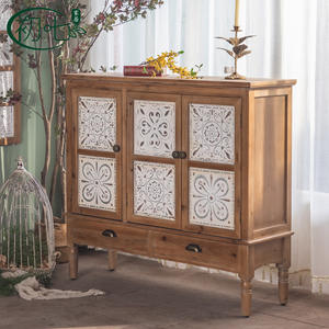 Natural <b>Wood</b> Color Entryway Shoe Cabinet American Country Style Living Room Tea Cabinet <b>Sideboard</b> Storage Furniture - Product Image 3
