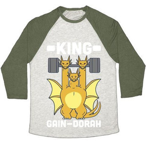 King Gain-Dorah - King Ghidorah Unisex Tri-Blend <b>Baseball</b> <b>Tee</b> - Product Image 2