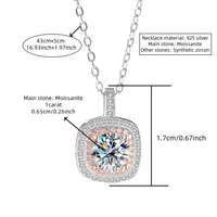 Bijoux de mariage en argent pur 925, pendentif carré en Morganite rose de 1 carat couleur D pour femmes