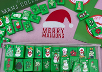 Set Mahjong Natal Amerika 160 Ubin Akrilik Hijau Santa Retro Kustom Grosir, Ukiran Mewah Ramah Lingkungan Kelas Atas