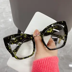 2023 oversize Frame big Eyeglasses Frames Anti Blue Light Blocking Computer Glasses Women New Brand Cat Eye Optical Frame