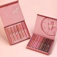 Ensemble de rouges à lèvres mats de haute qualité en gros avec boîte, 6 pièces, collection de couleurs de lèvres longue durée et imperméables pour les marques de beauté