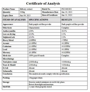 天然ビルベリーエキス25% アントシアンジン36% - Product Image 4