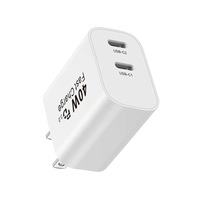 Cargador de Teléfono Móvil GaN de 40W con Doble Puerto Tipo C, Venta al Por Mayor de Fábrica, Adaptador de Carga Rápida para iPhone, Cargador Portátil