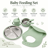 Ensemble d'alimentation pour bébé en silicone et acier inoxydable personnalisé OEM avec assiette et bol à ventouse multicolores pour la vente en gros