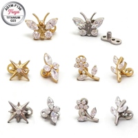Freya ASTM F136 Implants en Titane et Zircon, Piercing Micro Dermal, Ancre Florale pour le Corps, Ancre Dermal pour Clavicule, Bijoux de Piercing