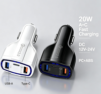 Cargador de Coche de 3 Puertos QC3.0 USB+Tipo-C 3.5A Carga Rápida con Luz LED Azul 12-24V Cargador para Encendedor de Cigarrillos OEM Venta al Por Mayor
