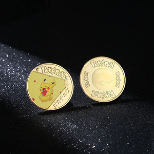 Pièce de monnaie numismatique ronde de 4 cm en émail <span class=keywords><strong>or</strong></span> <span class=keywords><strong>et</strong></span> <span class=keywords><strong>argent</strong></span>, motif Pokémon Pikachu <span class=keywords><strong>et</strong></span> Eevee, mignonne, en stock OEM, 1 pièce par emballage en sac OPP sous coque plastique - Product Image 6