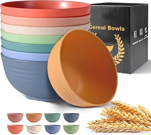 Unbreakable Wheat <strong>Straw</strong> <strong>Cereal</strong> <strong>Bowls</strong> - Microwave &amp; Dishwasher Safe Soup and Salad <strong>Bowls</strong>, Set of 8 - Product Image 1