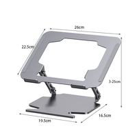 Support de refroidissement pour ordinateur portable en acier au carbone gris à prix abordable, 17 pouces, double bras réglable et pliable avec ventilateur, support pour tablette PC