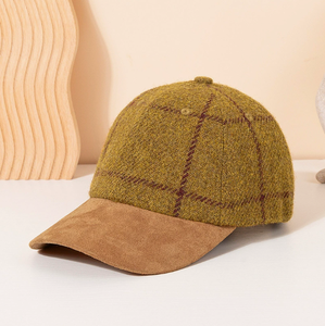Gorra de Béisbol de Tweed a Cuadros con Visera de Gamuza, Estilo Británico Vintage, Ajustable, para Hombre y Mujer - Product Image 3