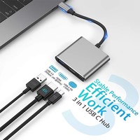 Adaptador USB C a 4K HDTV, USB 3.0, PD100W, Hub Divisor 3 en 1, Cable Convertidor Tipo-C, Carga Rápida para Laptop, Proyector, Monitor, MacBook