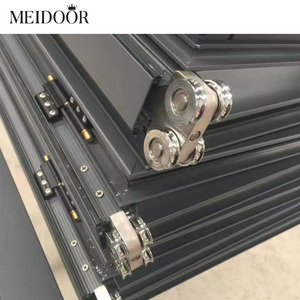 ประตูกระจกอลูมิเนียมด้านนอกสำหรับงานหนักประตูแบบพับสองทบหุ้มฉนวนความร้อนหีบเพลงหลายแผง - Product Image 5