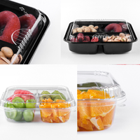 Boîte en plastique jetable transparente en PET à 4 compartiments pour fruits frais coupés, tomates cerises