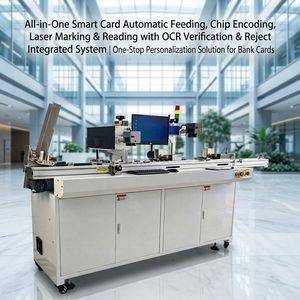 Ligne de production de personnalisation de cartes d'identité haute sécurité et de lecture/écriture de cartes bancaires RFID par laser UV automatique avec intégration - Product Image 1