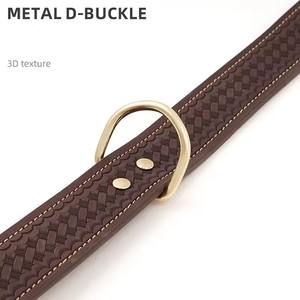 Collier de luxe en cuir tanné végétarien écologique pour animaux de compagnie Collier de chien occidental usiné avec motif animal gravé et fonction rembourrée - Product Image 2