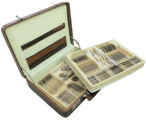 Chất lượng cao Bạc 72 cái thép không gỉ thìa nĩa và dao đặt với trường hợp da - Product Image 1