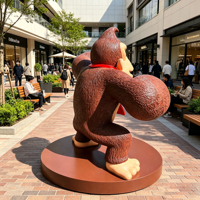 Sculpture de Donkey Kong en fibre de verre sur mesure, taille réelle, sculpture d'art extérieure, statue de gorille de dessin animé pour projets de décoration commerciale