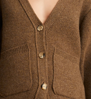 Ensemble décontracté pour femmes en cachemire 100% - Cardigan à col en V avec boutons et poches - Pantalon court à cordon de serrage en tricot ample - Tenue décontractée