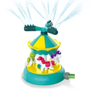 Fun Cartoon Carousel Splash Water Play Toys Outdoor Garden Sprinkler Toy 360 Rotating Spray Water Pool Backyard Games Toys