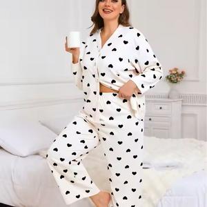 Pijamas de Manga Larga para Mujer, Tallas Grandes, Verano, Suaves, Transpirables, Casuales, Simples, Lisos - Product Image 5