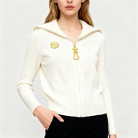 AIMEISI Cardigan élégant à manches longues avec fermeture éclair en métal, design simple et décontracté, sweat-shirts pour femmes