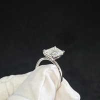 Bijoux fins, bague solitaire en argent sterling 925 avec moissanite taille émeraude GRA 3 carats, classique, 4 griffes, bague de promesse de mariage pour femmes