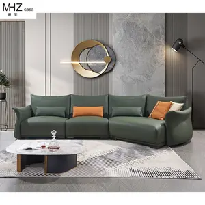 MHZ Casa Carving Sofa Designs Office Patchwork Latest Modern Design Sofa Set European Green Sectional Sofa Italy