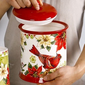 ชุดเครื่องใช้บนโต๊ะอาหารเซรามิกสำหรับอาหารค่ำชุดรับประทานอาหารค่ำสำหรับห้องครัวรูปนกสีแดงลายคริสต์มาสสุดสร้างสรรค์สไตล์อเมริกัน - Product Image 4