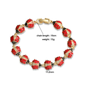 Mignon Design Cuivre Plaqué Or <span class=keywords><strong>Bracelet</strong></span> Insecte Rouge Coccinelle <span class=keywords><strong>Bracelet</strong></span> Tournesol <span class=keywords><strong>Bracelet</strong></span> Bijoux Cadeaux pour Femmes - Product Image 5