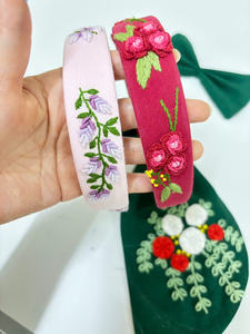 Premium Cloth Wrapped Headband with 3D Embroidered Flowers, Trendy <b>Girls</b> <b>Hair</b> Hoop <b>Accessory</b>, Comfortable Non Slip Fit - Product Image 2