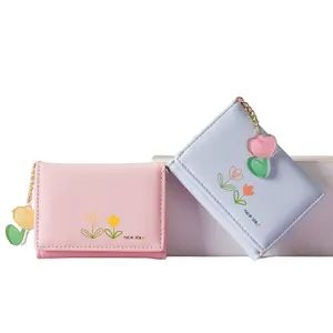 Lovely Cartoon Printing Multicolor Purse Custom Leather Card Bag PU Card Bags Wallet For Lady Girls