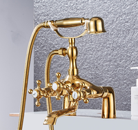 Ensemble de douche à effet pluie TONUA de style européen en laiton chromé, double colonne, à poser sur le plan, avec double poignée et mitigeur, robinet de bain moderne en céramique