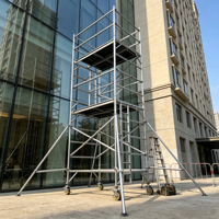 Échafaudage mobile en aluminium économique avec échelle, plateforme de travail roulante pliable pour travaux en hauteur