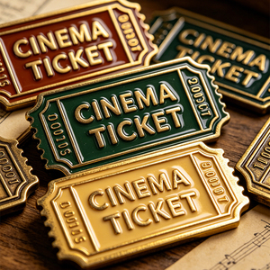 Aimant de réfrigérateur en métal unique, forme de ticket de cinéma personnalisé, décoratif, logo personnalisé, souvenir, cadeau, objet de collection pour cinéma - Product Image 3