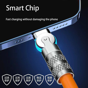 180 Độ Xoay Silica Gel Dày Hơn Pd 120W Cáp USB Dữ Liệu 1M 1.8M Kẽm Hợp Kim Cổng Điện Thoại Máy Tính Xách Tay LED Nhanh Chóng Sạc Dây Cáp - Product Image 4