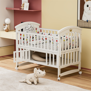 Cuna de Madera Maciza de Alta Calidad CLAF <span class=keywords><strong>BEBE</strong></span>, Cama Multifuncional para Bebé que se Convierte en Sofá Cama con Almacenamiento y Mosquitera - Product Image 1