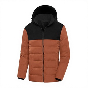 Chaqueta de burbujas premium para hombre, con capucha, tejido sólido, transpirable, cortavientos, térmica, abrigo acolchado de invierno, informal, estándar, frontal. - Product Image 5
