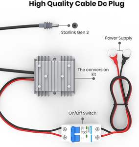 Starlink star3 Starlink güç dönüştürücü 12V için fabrika fiyat 3M devre kesici + dairesel pil terminali ile 57V 3A - Product Image 3