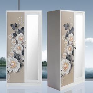 Распродажа, современный дизайн, стальной шкаф для спальни, складной 2-дверный раздвижной <span class=keywords><strong>Almirah</strong></span> с напечатанным рисунком для домашней мебели - Product Image 4