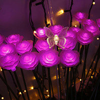 Artificielle lumineux rose Jardin cour paysage accueil décoration voie étanche led feux de fleurs